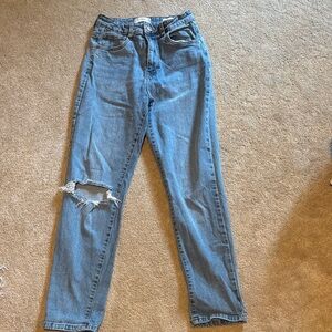 Cotton On Blue Straight Leg Jeans with Distressed Detail